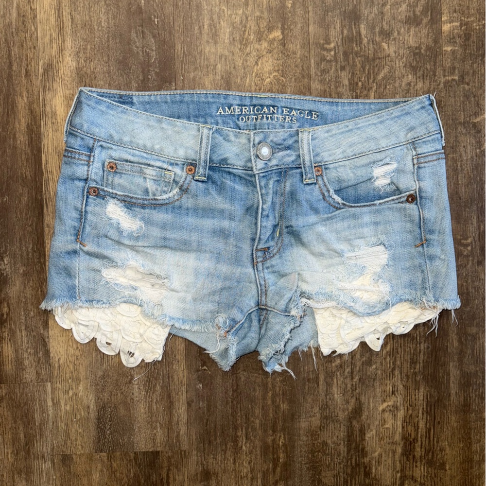 American Eagle Outfitters Distressed Blue Jean Shorts
